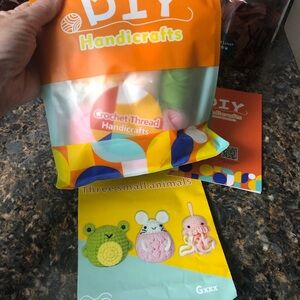 DIY Handicrafts Crochet Thread Kit including 3 small animals to crochet